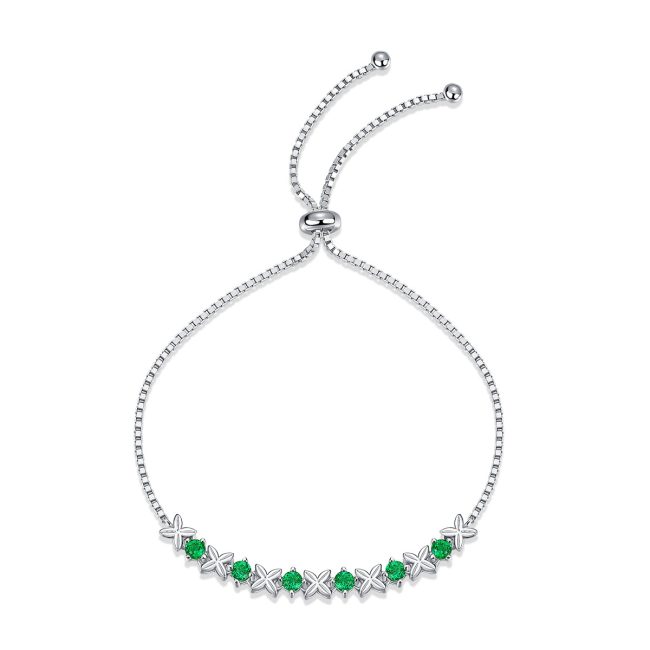 Sterling Silver Green Emerald Bracelet - Image 3