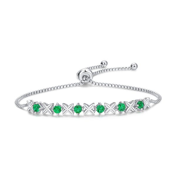 Sterling Silver Green Emerald Bracelet