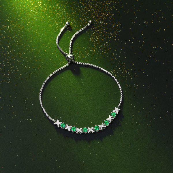 Sterling Silver Green Emerald Bracelet - Image 6
