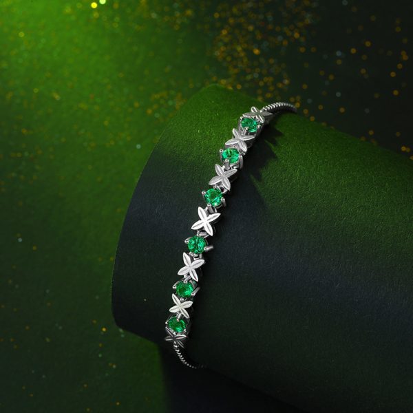 Sterling Silver Green Emerald Bracelet - Image 5