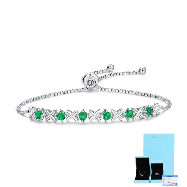 Sterling Silver Green Emerald Bracelet - Image 4