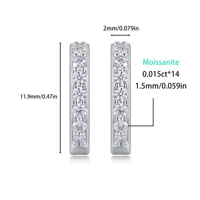 Classic Diamond Small Silver Hoop Earrings For Women - Image 4