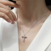 925 Sterling Silver Cross Pendant Diamond Necklace