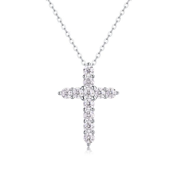 Diamond Cross Pendant & necklace In 925 Sterling Silver