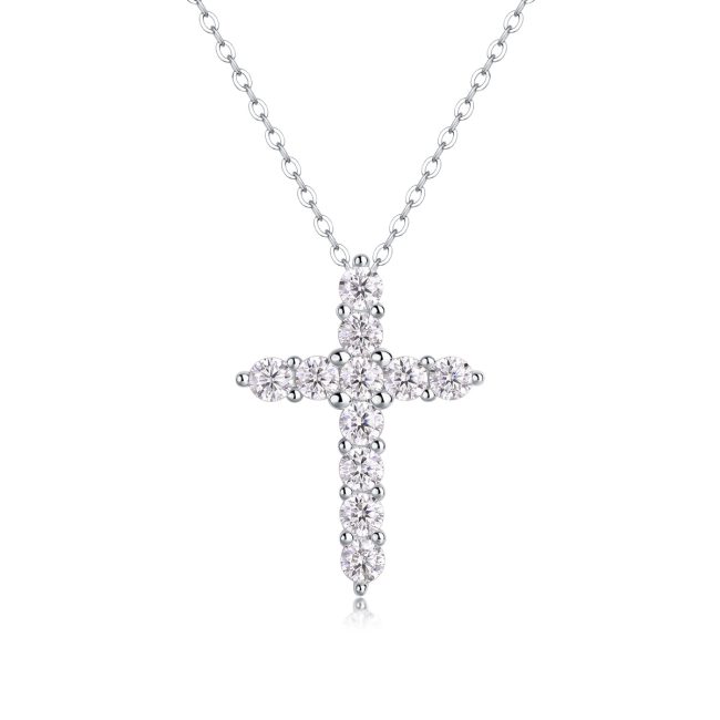 Diamond Cross Pendant & necklace In 925 Sterling Silver