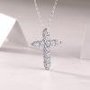 925 Sterling Silver Diamond Cross Pendant Necklace