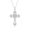 Gothic Cross Pendant Sterling Silver Clavicle Chain Necklace