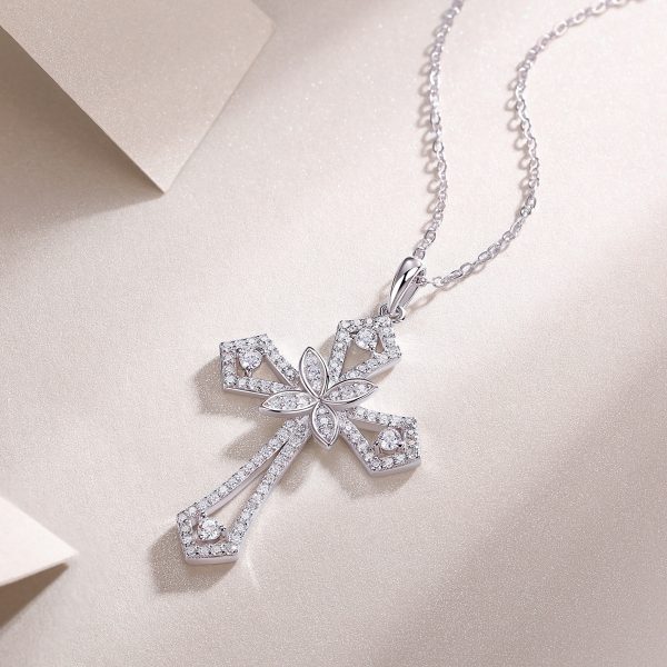 Gothic Cross Pendant Sterling Silver Clavicle Chain Necklace - Image 4