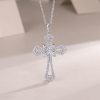 Gothic Cross Pendant Sterling Silver Clavicle Chain Necklace