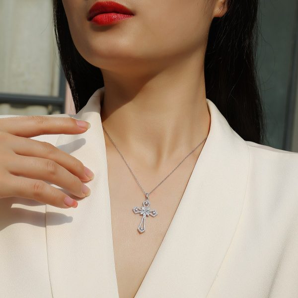 Sterling Silver Clavicle Chain Necklace Gothic Cross Pendant