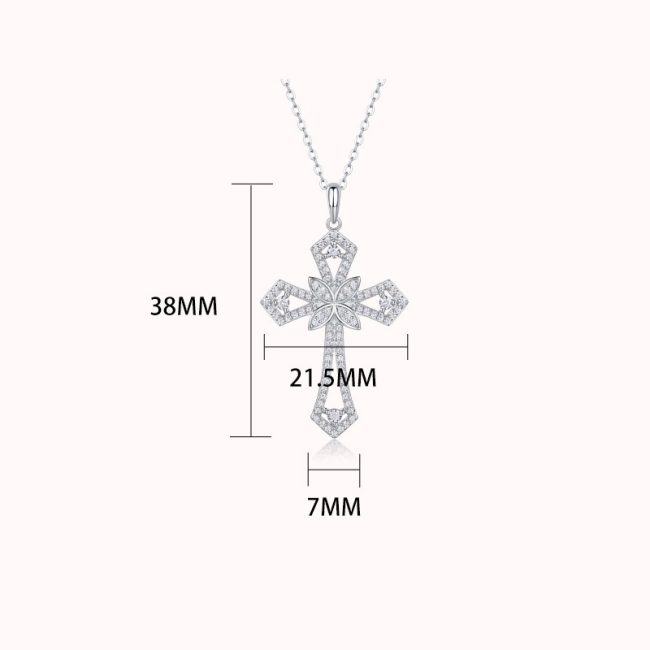 Gothic Cross Pendant Sterling Silver Clavicle Chain Necklace - Image 3
