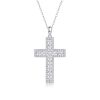 Diamond Cross Pendant Silver Necklace Amulette Pendant