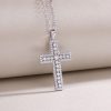 Diamond Cross Pendant Silver Necklace Amulette Pendant