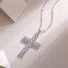 Diamond Cross Pendant Sterling Silver Necklace for Women