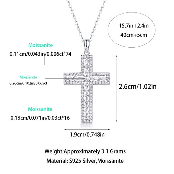 Diamond Cross Pendant Silver Necklace Amulette Pendant - Image 4