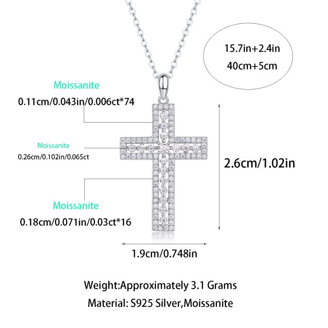 Diamond Cross Pendant Silver Necklace Amulette Pendant - Image 4