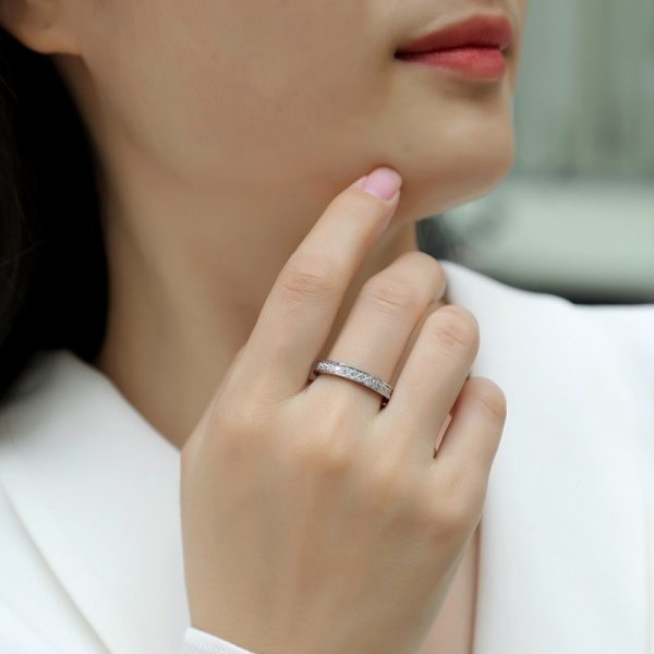 925 Sterling Silver Diamond Eternity Channel Set Ring