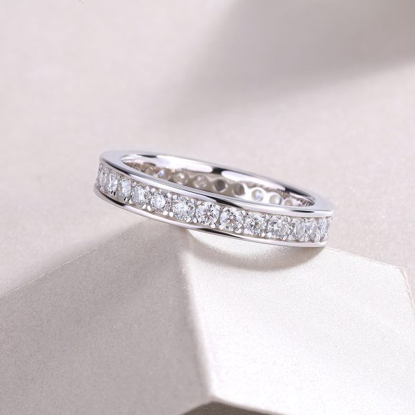 Channel Set Ring Eternity Ring In Sterling Silver