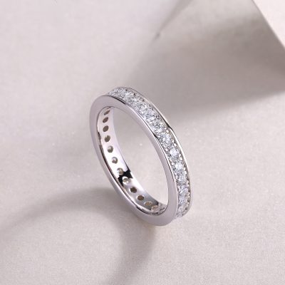 Channel Set Diamond Eternity Ring in Sterling Silver