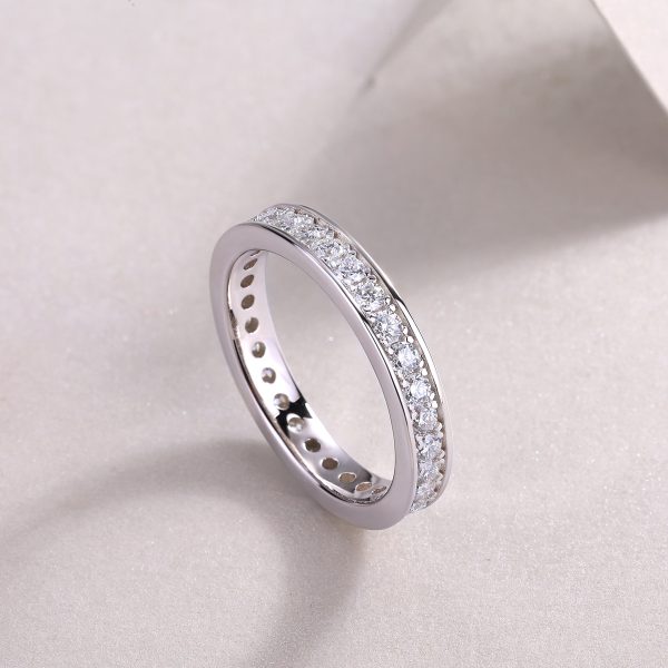 Channel Set Diamond Eternity Ring in Sterling Silver
