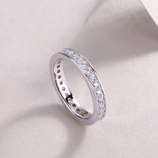 Channel Set Diamond Eternity Ring in Sterling Silver