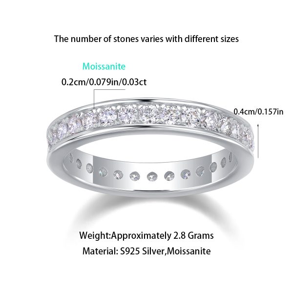 Channel Set Ring In Sterling Silver Eternity Diamond - Image 3