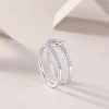 Sterling Silver Diamond Double Band Ring
