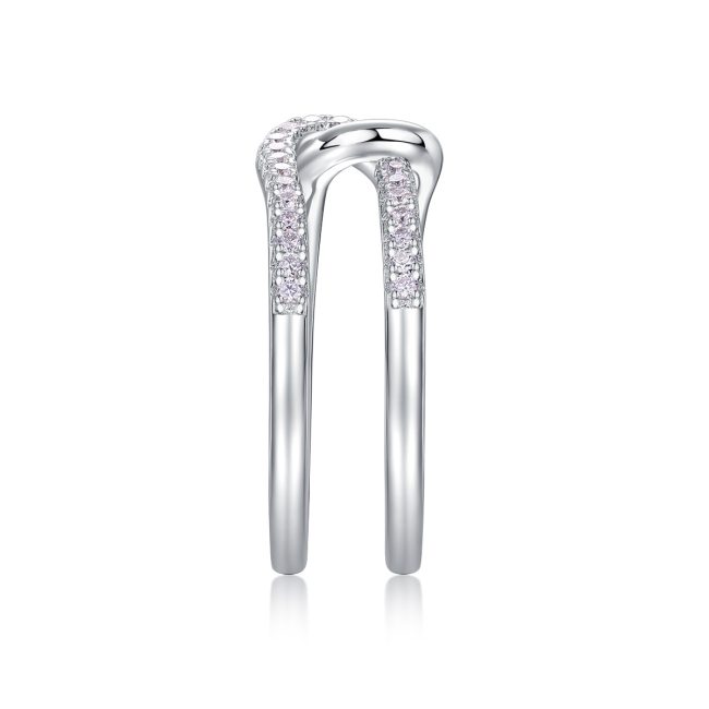 Sterling silver Crossover Ring with Moissanite - Image 4