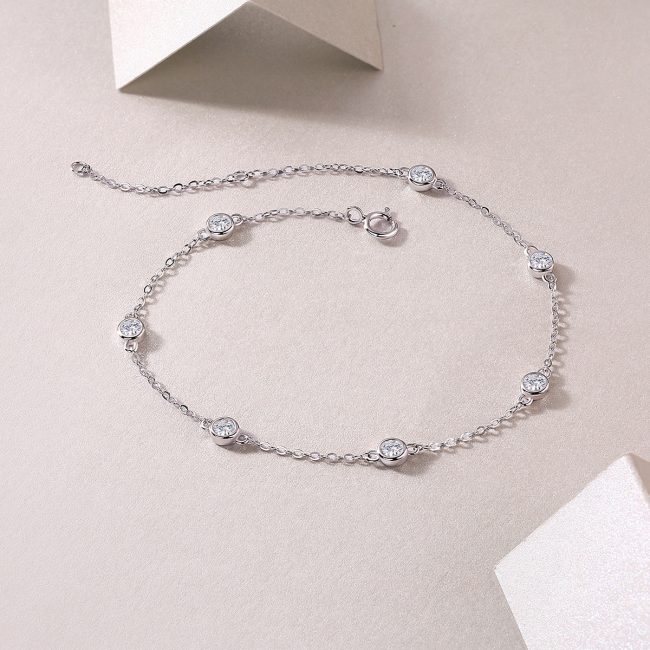 Sterling Silver Bezel Set Diamonds Bracelet - Image 5