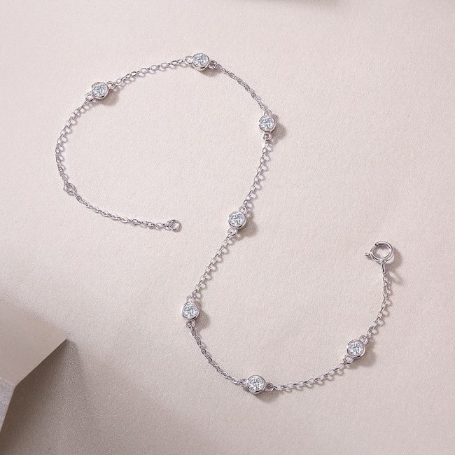 Sterling Silver Bezel Set Diamonds Bracelet - Image 4