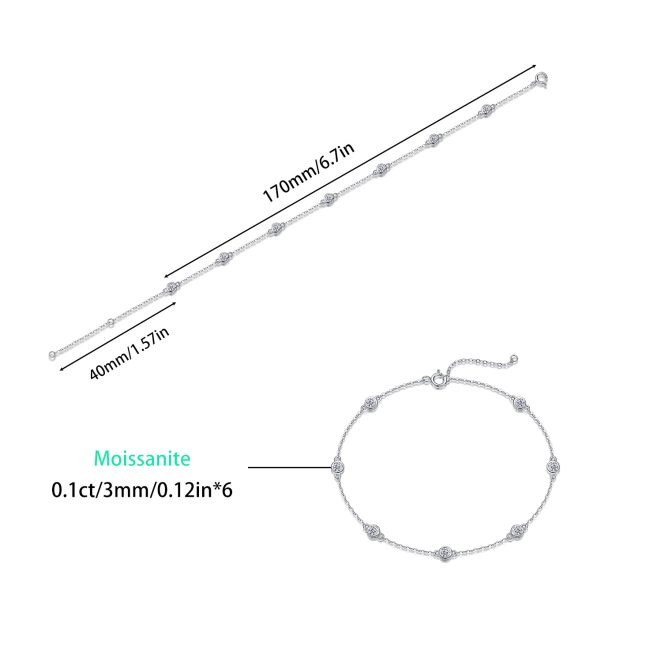 Sterling Silver Bezel Set Diamonds Bracelet - Image 3