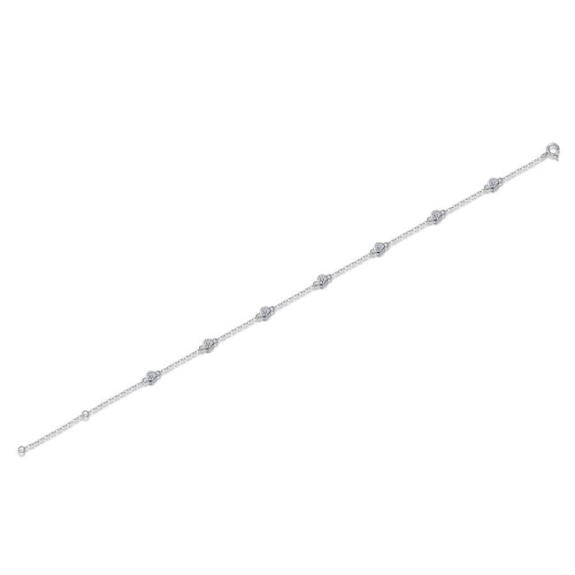 Sterling Silver Bezel Set Diamonds Bracelet - Image 6