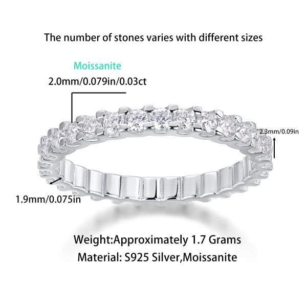 Moissanite Eternity Ring Wedding Band Ring - Image 5