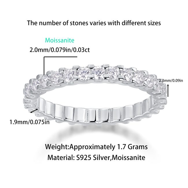 Moissanite Eternity Ring Wedding Band Ring - Image 5