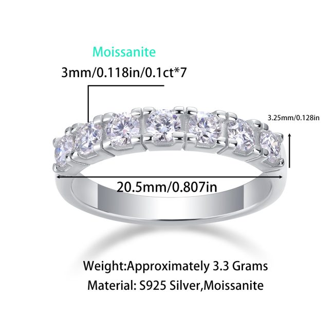 Bar Setting Ring Round Cut In Sterling Silver Band - Image 4