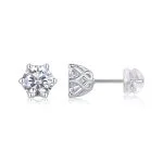 Conjunto de pendientes de diamantes solitarios con engaste en cesta