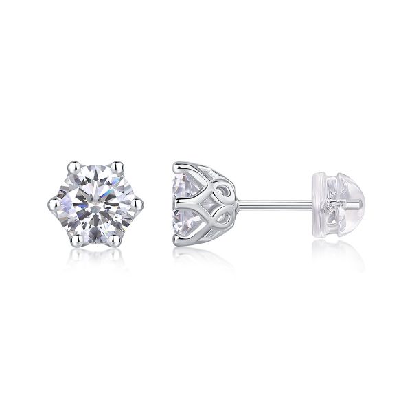 Basket-Set Solitaire Diamond Stud Earrings