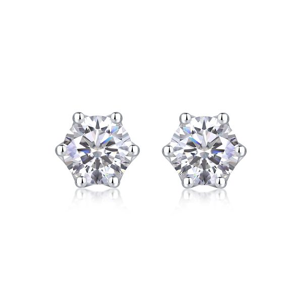 Basket-Set Solitaire Diamond Stud Earrings