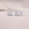 Basket-Set Three Diamond Stud Earrings