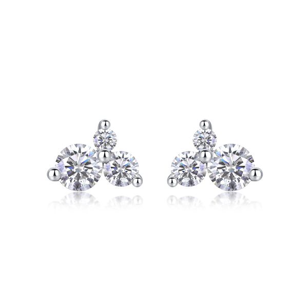 Basket-Set Three Diamond Stud Earrings