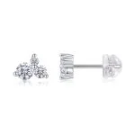 Pendientes con tres diamantes en forma de racimo para mujer