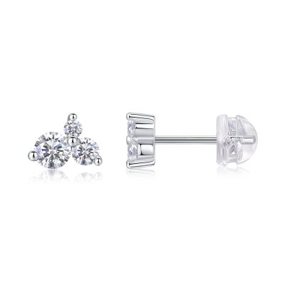 Basket-Set Three Diamond Stud Earrings