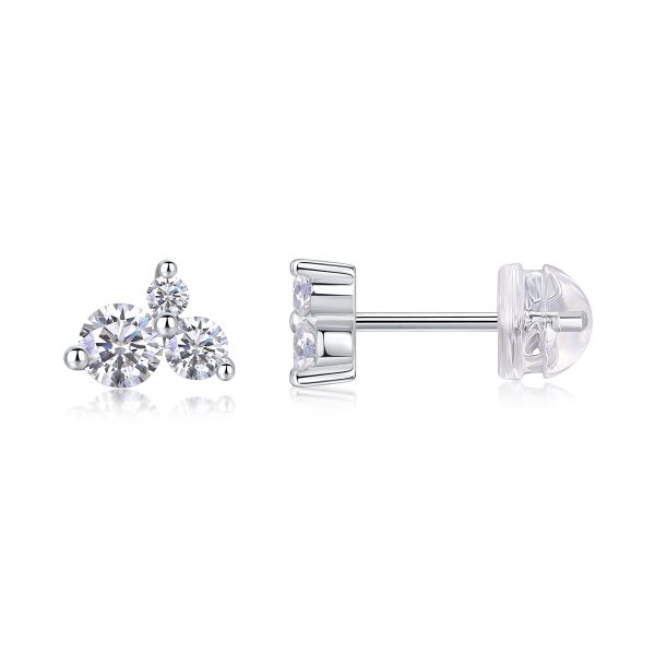 Basket-Set Three Diamond Stud Earrings