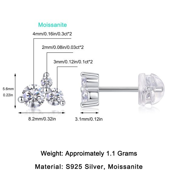 Basket-Set Three Diamond Stud Earrings