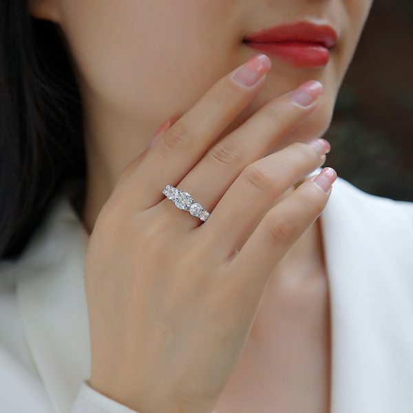 925 Sterling Silver Diamond Five Stone Ring for Women