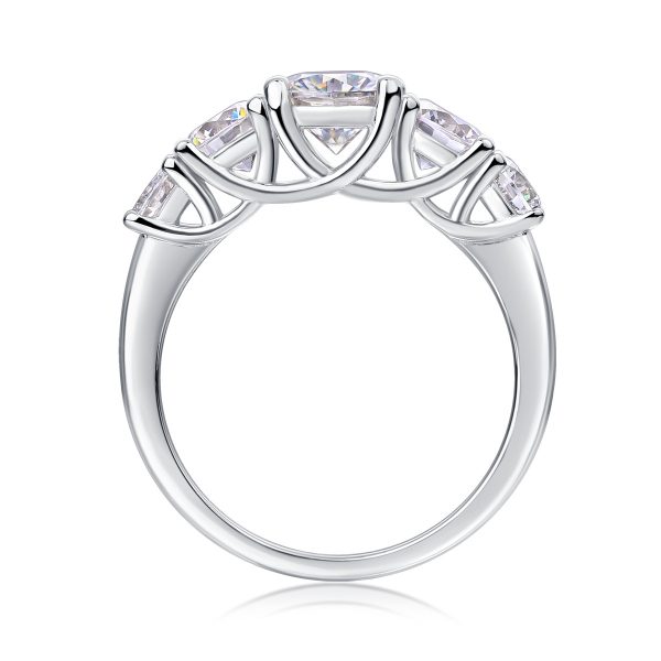 925 Sterling Silver Moissanite Five Stone Ring