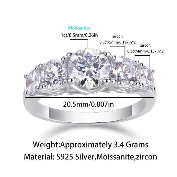 Sterling Silver Diamond Five Stone Ring