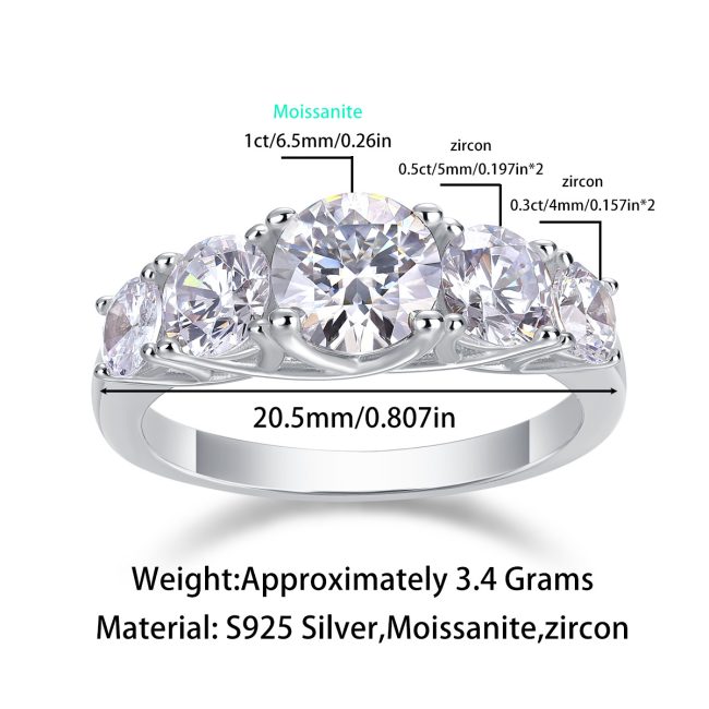 Sterling Silver Diamond Five Stone Ring