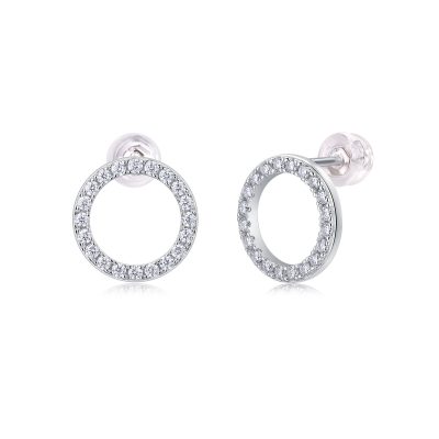 Classic Diamond Circle Stud Earrings
