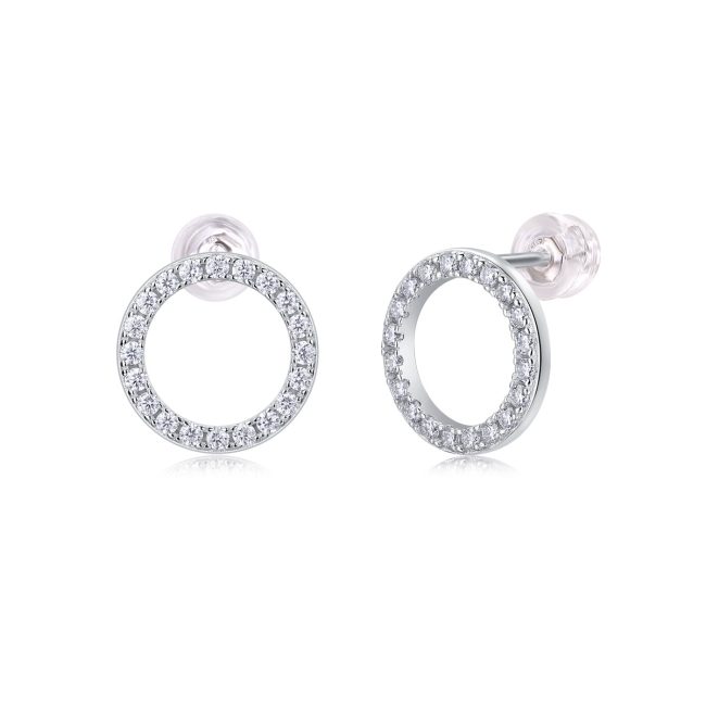 Classic Diamond Circle Stud Earrings